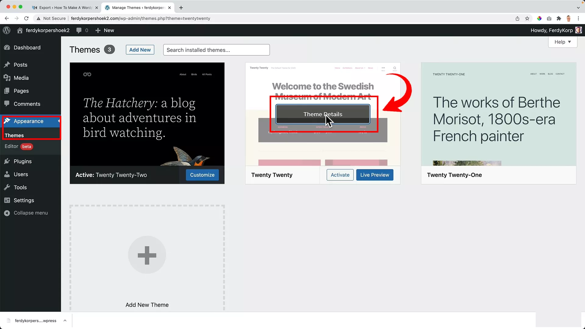 delete pre-installed themes on WordPress