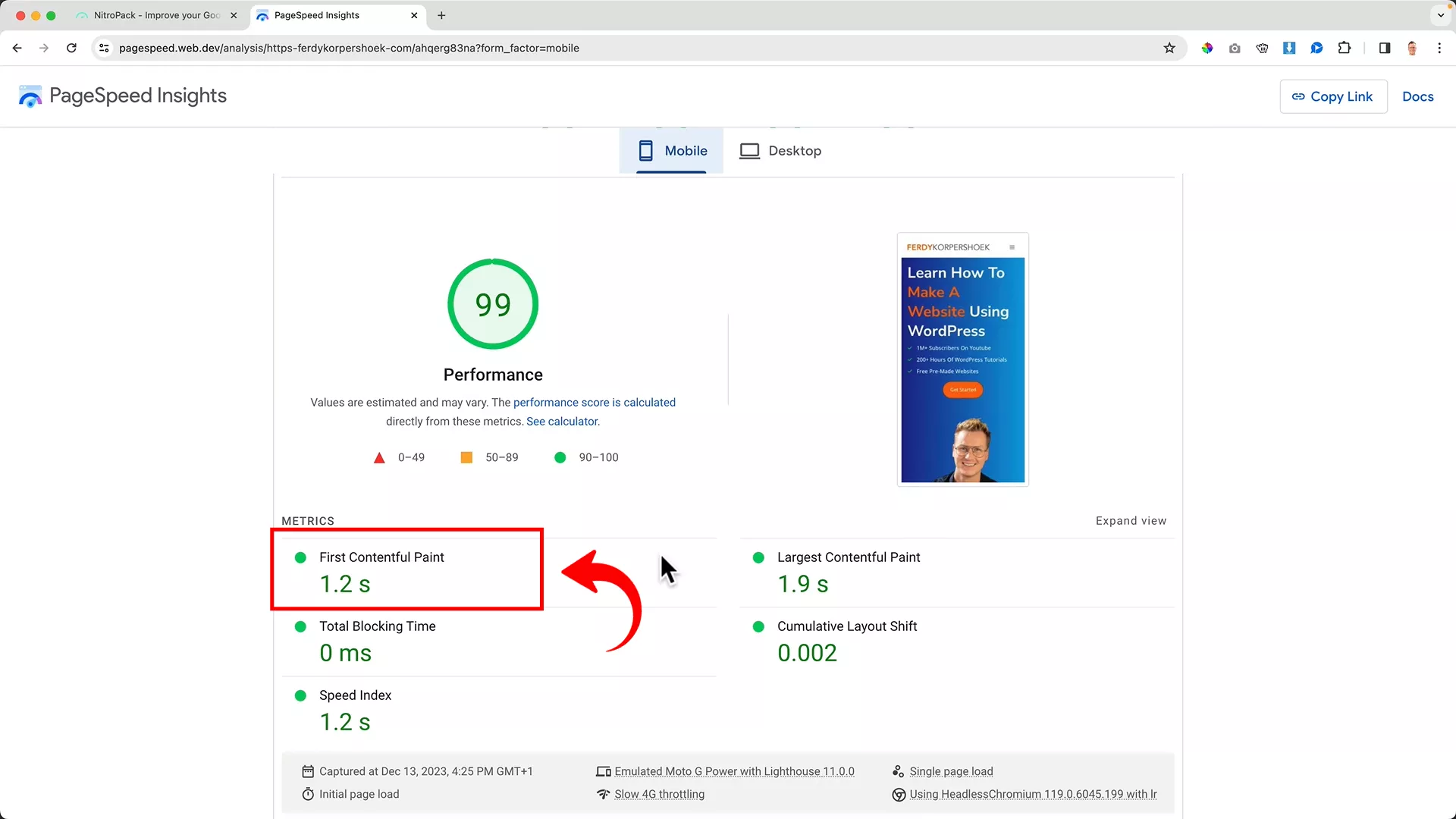 Site speed optimization report Google PageSpeed Index