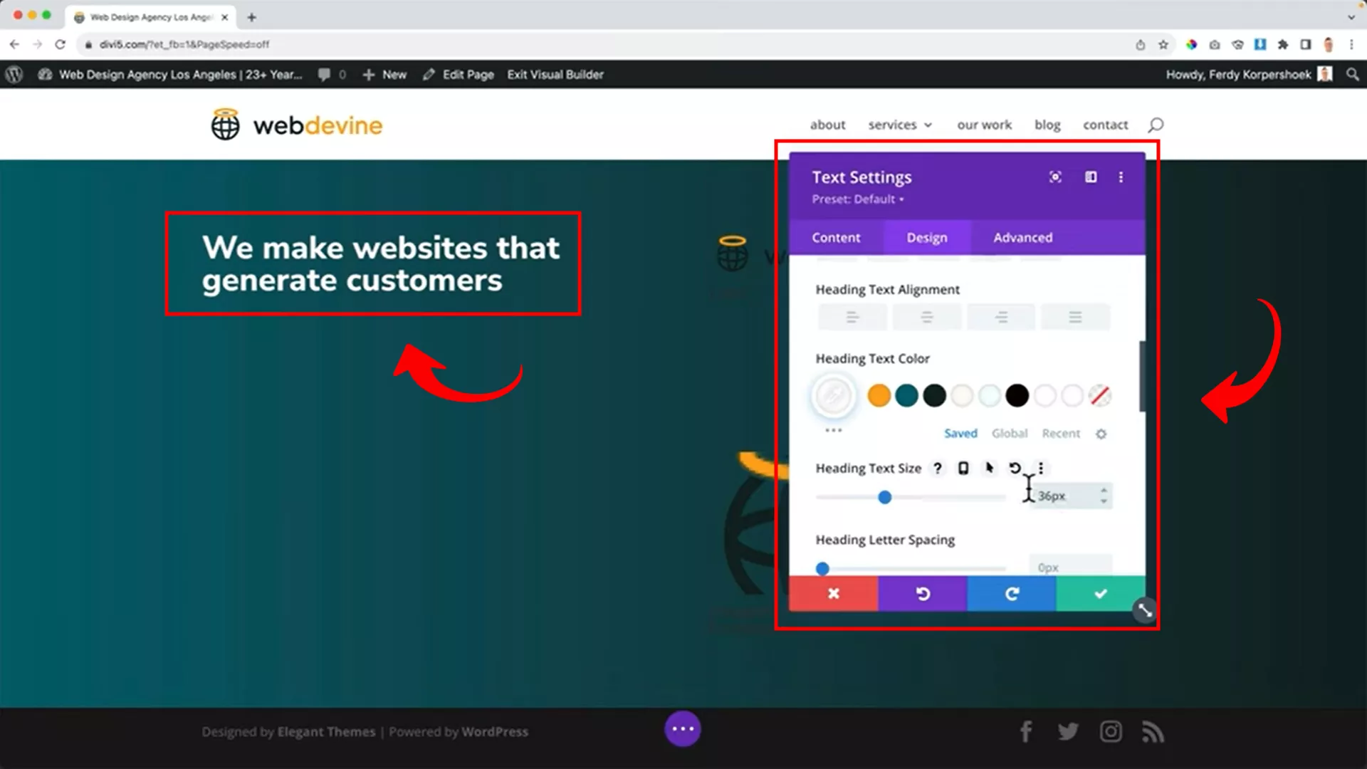 change text color and size