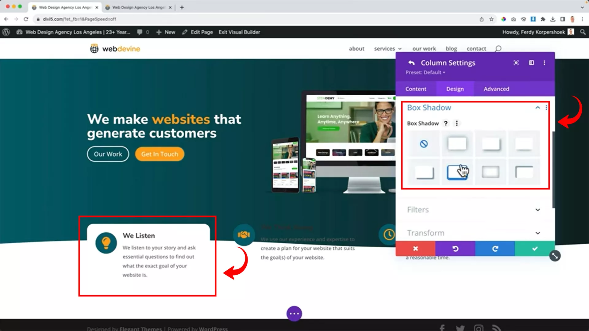 Add animation and effects to blurb module on Divi