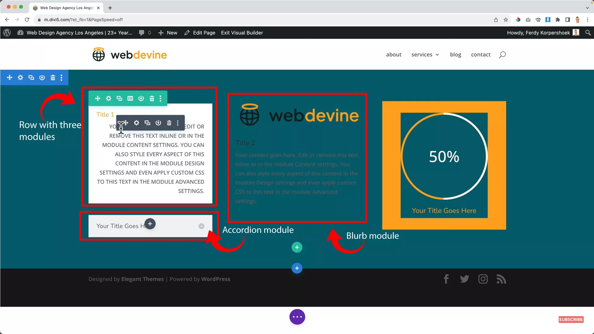 Divi web design elements