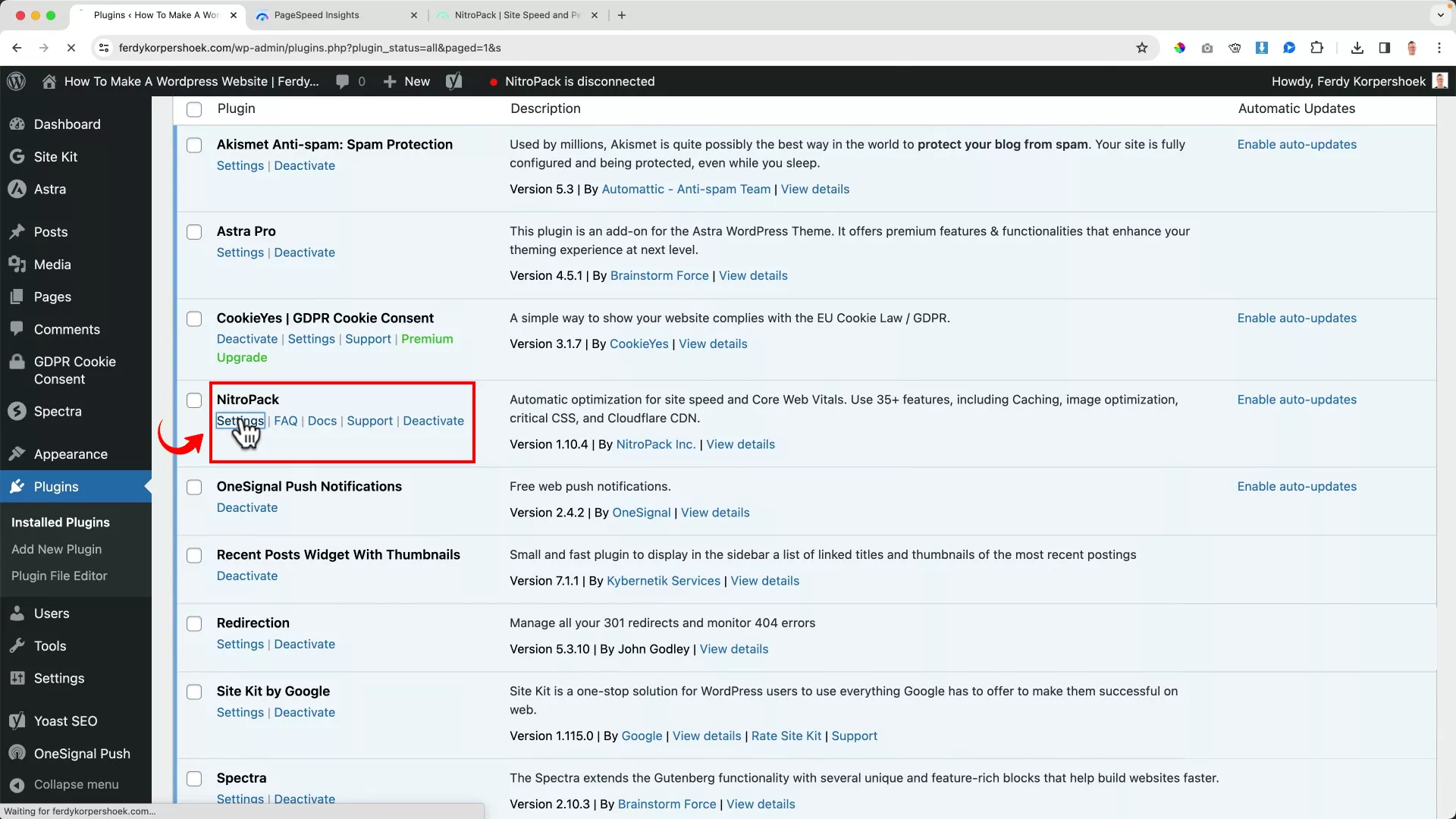 Configure NitroPack settings on WordPress