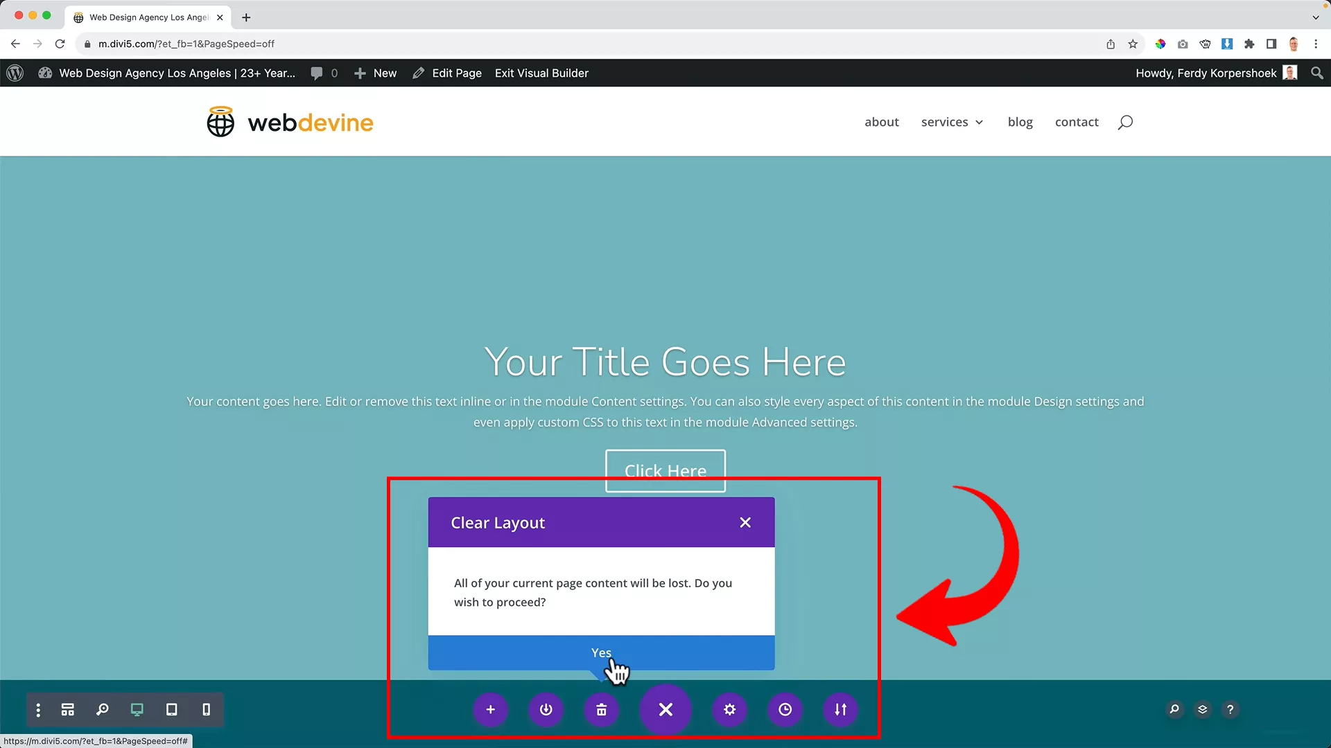 delete layout on Divi